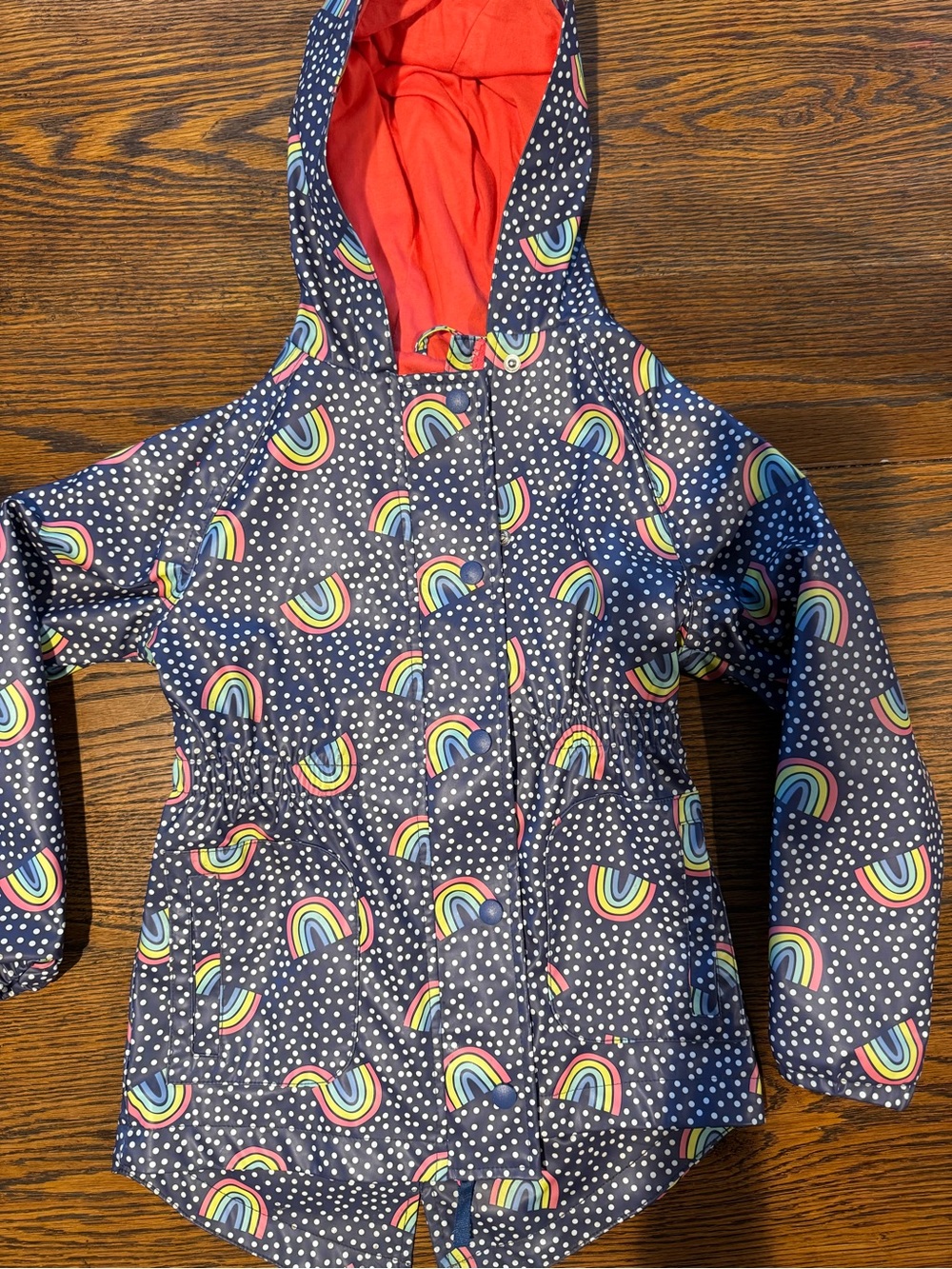 Cat & Jack Navy Rainbow Hooded Rain Jacket